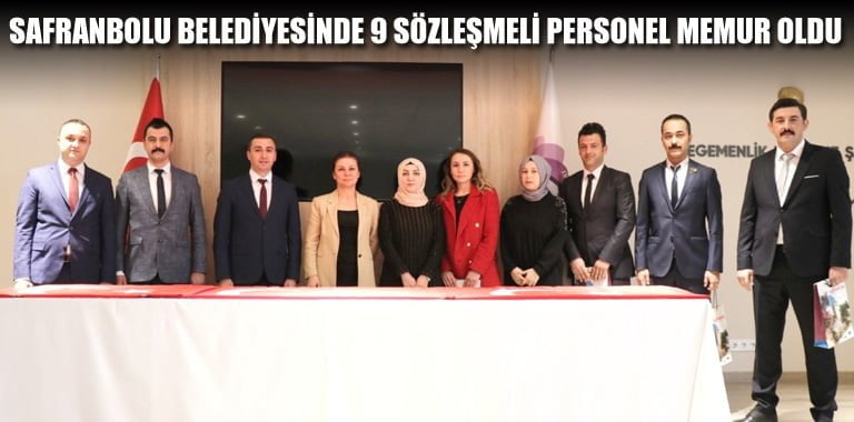 7433 sayılı kanun gereği memur kadrosuna geçen 9 personel Belediye Başkanı Elif Köse’nin de katıldığı törenle asli devlet memurluğuna geçiş için yenin etti.