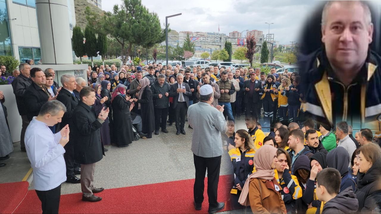 Karabük’te serum tedavisi sırasında alerjik reaksiyon sonucu kaldırıldığı hastanede kalp krizinden yaşamını yitiren 112 Başhekimi Dr. Engin Ekmekçi, hastane önünde düzenlenen törenin ardından gözyaşları arasında son yolculuğuna uğurlandı.