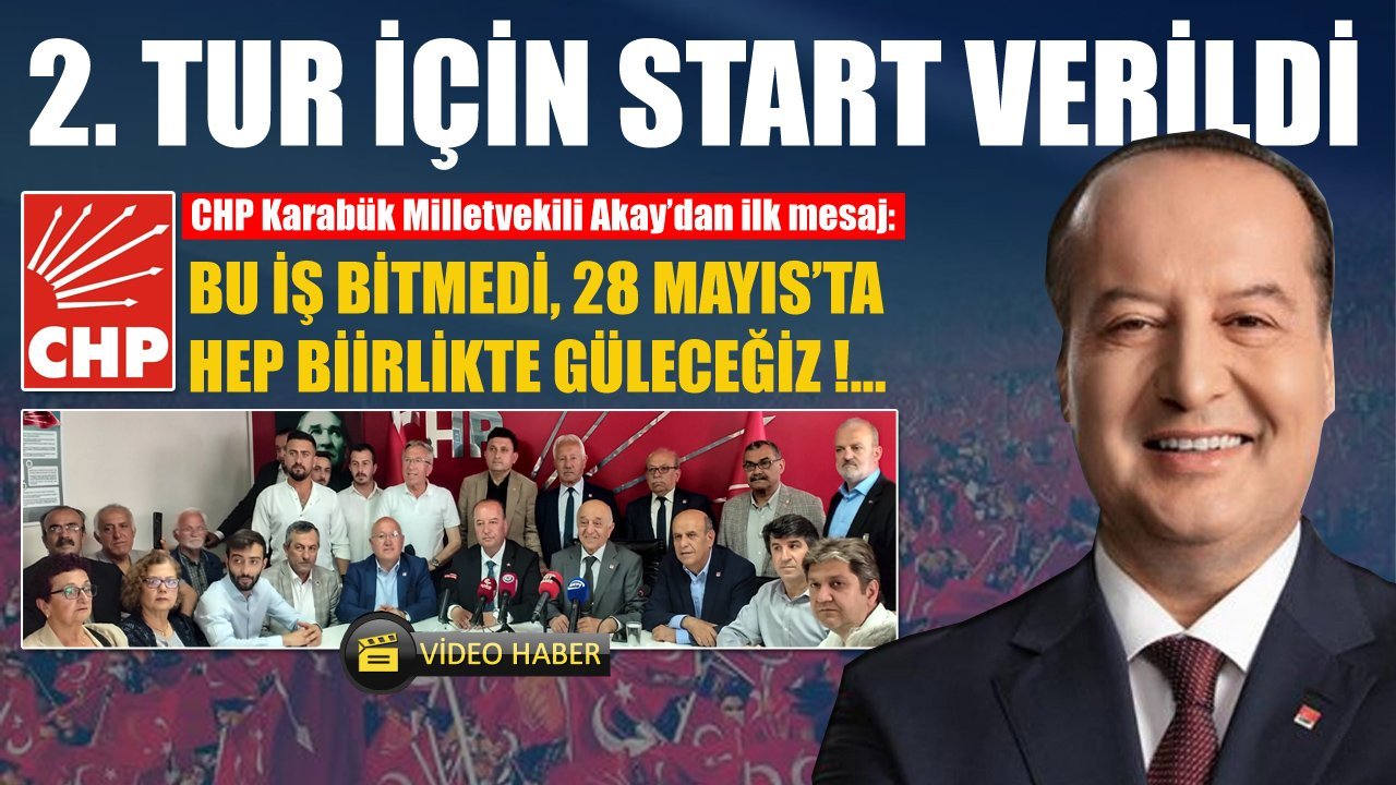 Milletvekili Genel Seçimleri sonrası Karabük’te Cumhuriyet Halk Partisi’nden (CHP) milletvekili seçilen Cevdet Akay, düzenlediği ilk basın toplantısında ‘Bu iş, seçim henüz bitmedi” diyerek 28 Mayıs 2023 tarihinde yapılacak olan Cumhurbaşkanlığı 2. Tur Seçimleri için çalışmalara start verdi.