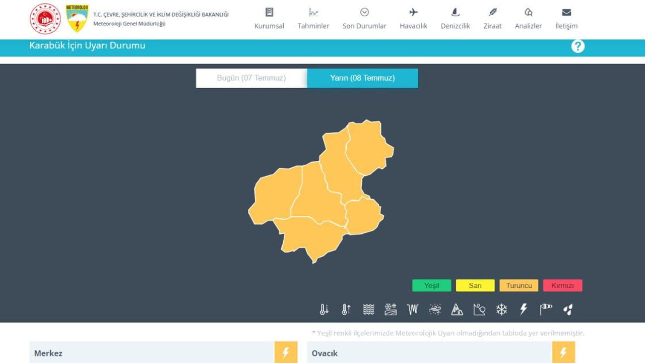 Meteoroloji Genel Müdürlüğü tarafından Batı Karadeniz bölgesinde Karabük dahil 6 il için aşırı yağışlar için dikkatli ve tedbirli olunması için ‘turuncu’ kod uyarısı yapıldı.