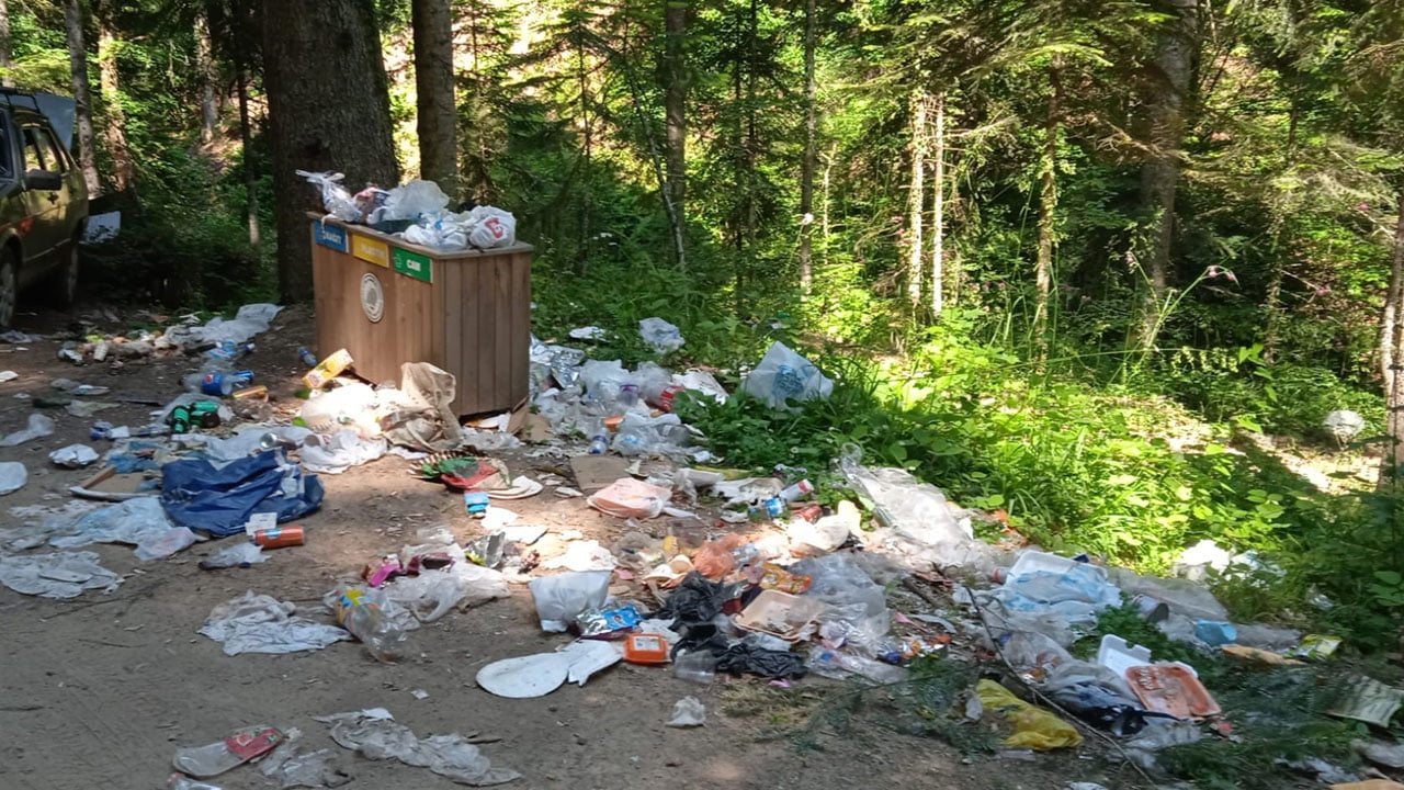 Karabük'te, 9 günlük Kurban Bayramı tatilinde Baklabostan Tabiat Parkı'na giden vatandaşlar, parkı çöplüğe çevirirken, alana yeteri kadar çöp konteyneri koyulmaması da tepki çekti.