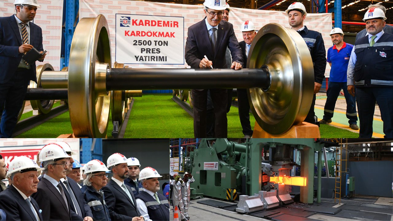 KARDEMİR'de 2 bin 500 tonluk pres açılışı ve ilk demiryolu teker setinin sevkiyatı öncesi imza töreni düzenlendi