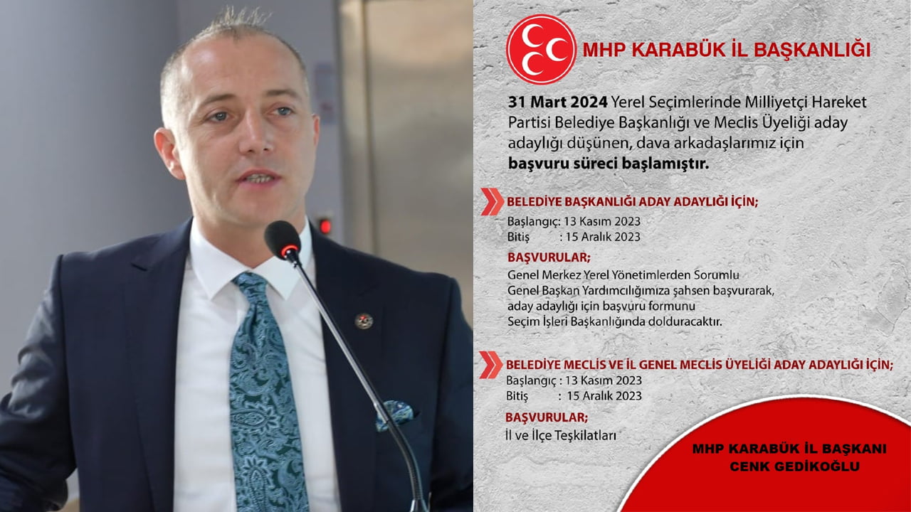 31 Mart 2024 Yerel Seçimleri öncesi siyasi partilerde aday adaylığı süreçleri başlıyor. Milliyetçi Hareket Partisi’nde /MHP), Belediye Başkanlığı ve Meclis Üyesi aday adaylığı süreci başladı.