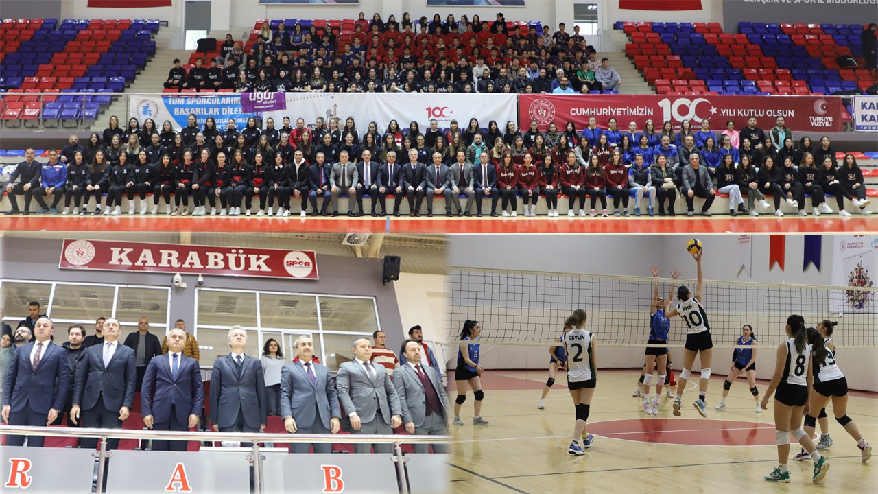 Karabük’te okul sporları gençler voleybol kız ve erkek grup müsabakaları, açılış seremonisinin ardından başladı.