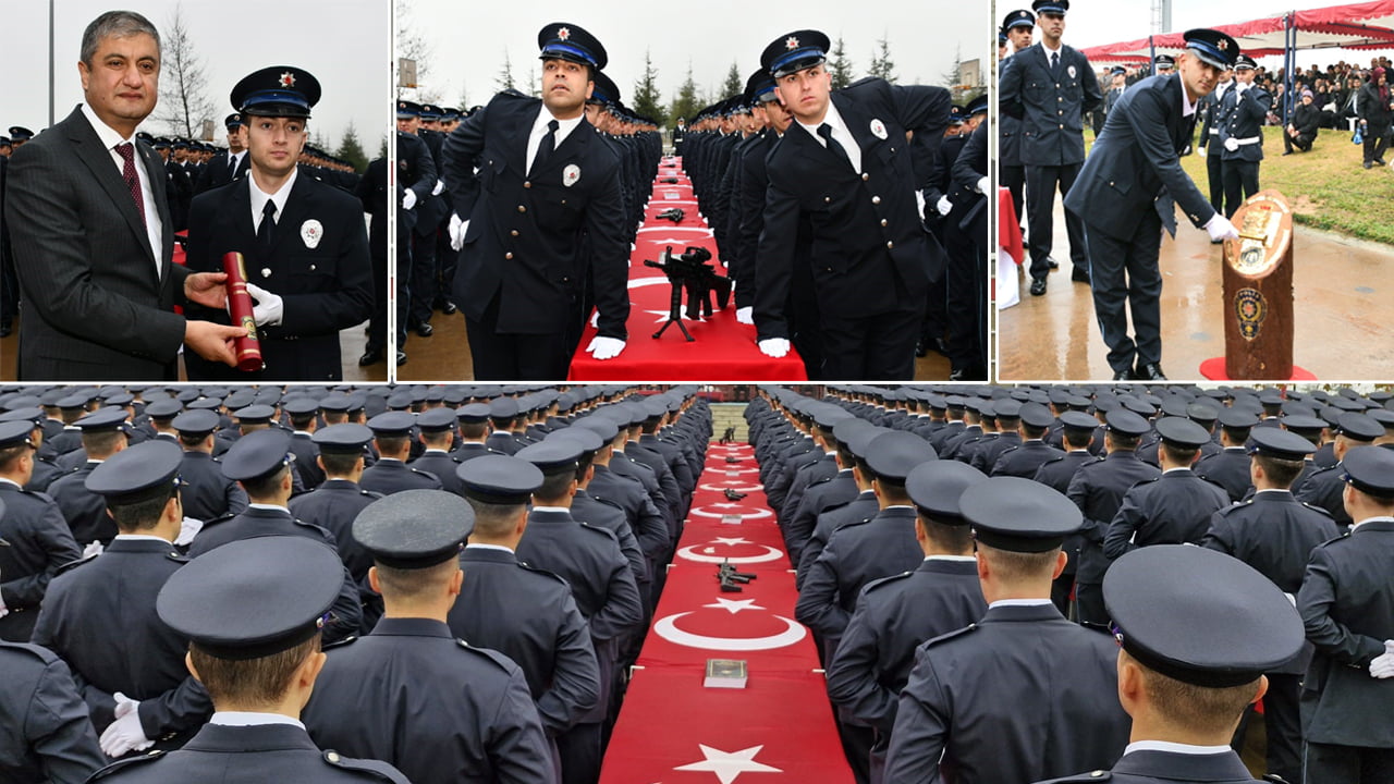 Karabük’te Polis Meslek Eğitim Merkezi’nde (POMEM) eğitimleri tamamlayan 454 öğrenci düzenlenen törenle polisliğe ilk adımlarını attılar.