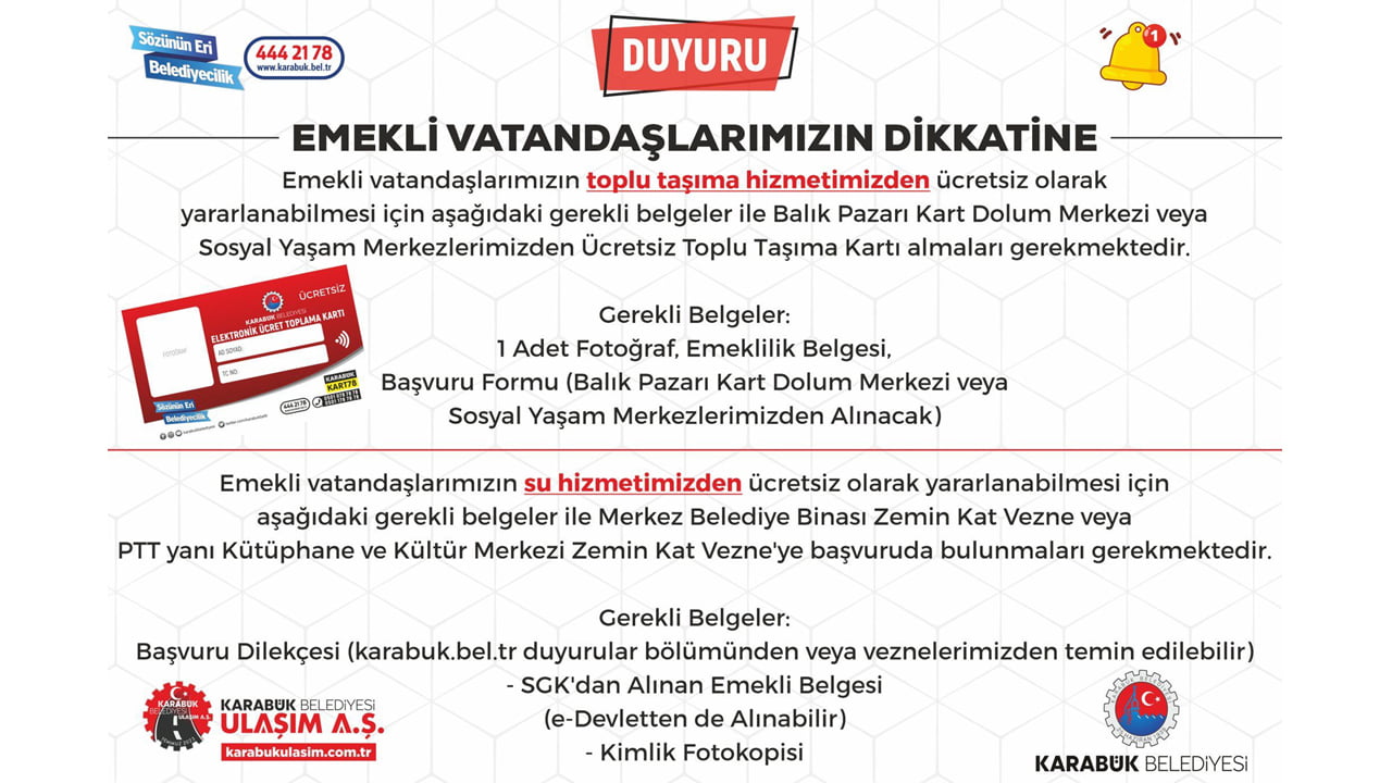 Karabük Belediye Başkanı ve MHP Karabük Belediye Başkan Adayı Rafet Vergili’nin, emekli vatandaşlara hükümetin emekli aylıklarına yapacağı yeni bir düzenlemeye kadar destek amacıyla yaptığı ücretsiz toplu taşımadan ve su hizmetinden yararlanma konusunun detayları belli oldu.