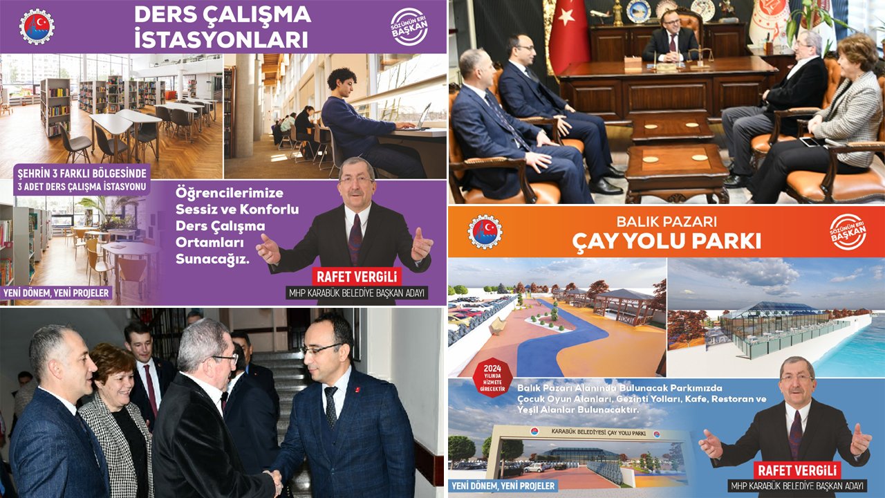 Karabük Belediye Başkanı ve Milliyetçi Hareket Partisi (MHP) Karabük Belediye Başkan Adayı Rafet Vergili, 2024 yerel seçim çalışmaları kapsamında ziyaretlerine devam ederken bir taraftan da yeni dönemin yeni projelerini açıklıyor.