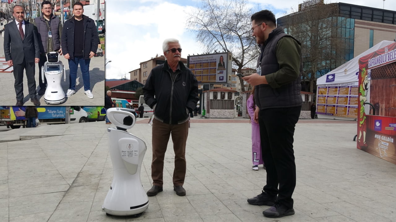 Karabük’ün Safranbolu ilçesinde 31 Mart Mahalli İdareler Seçimlerine yönelik robot ile yapılan seçim anketi vatandaşların ilgisini çekiyor.