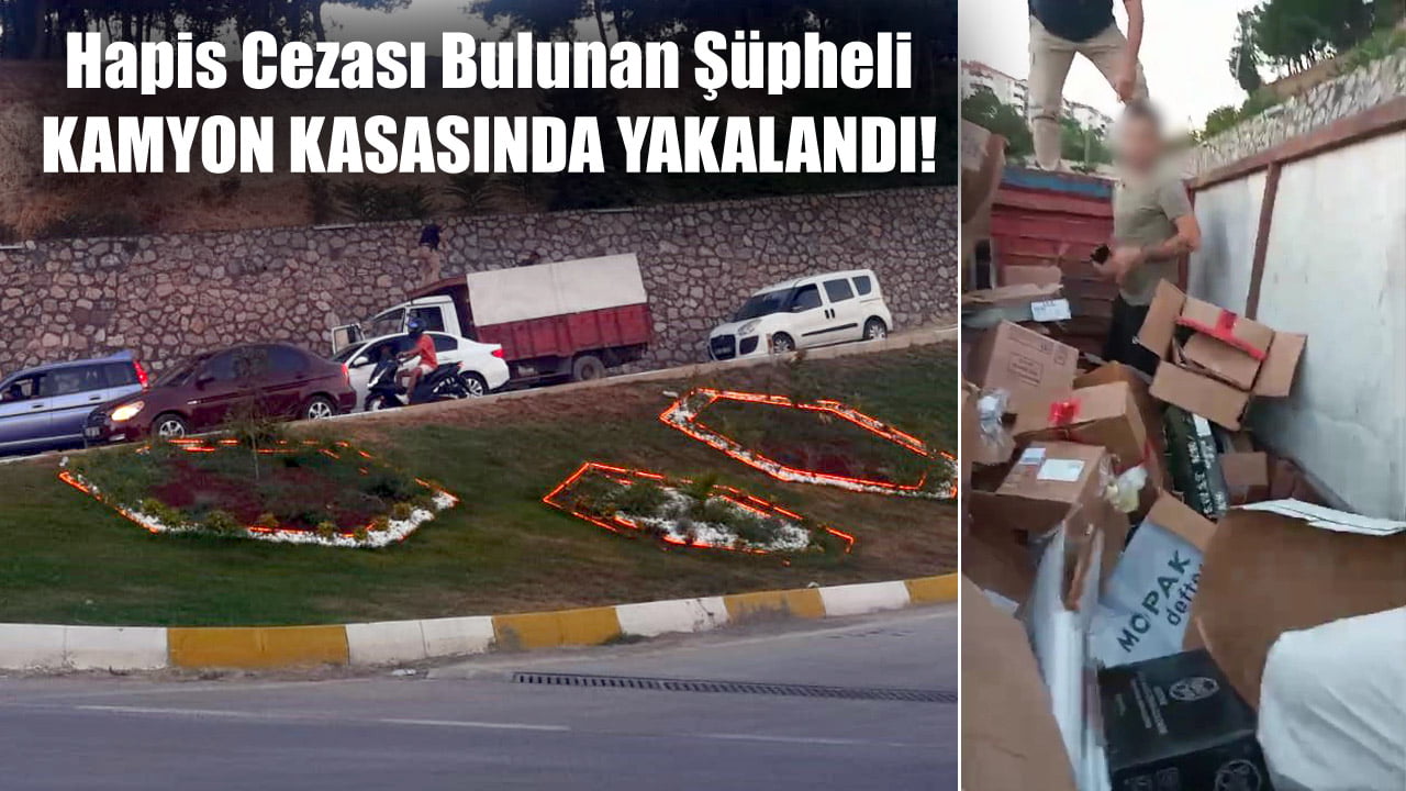 Karabük'te hakkında hapis cezası bulunan bir şüpheli kamyonun kasasında kolilerin arasında gizlenirken yakalandı.