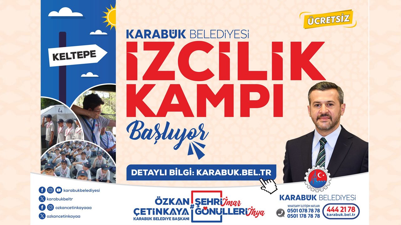 Karabük Belediyesi, 11-15 yaş aralığındaki kız ve erkek öğrencilere yönelik izcilik kampları düzenliyor. 23-24-25 Ağustos tarihlerinde Keltepe Kayak Merkezi Alanı’nda gerçekleştirilecek izcilik kampları ile çocuklar doğa ile iç içe olmanın keyfini yaşayacaklar.