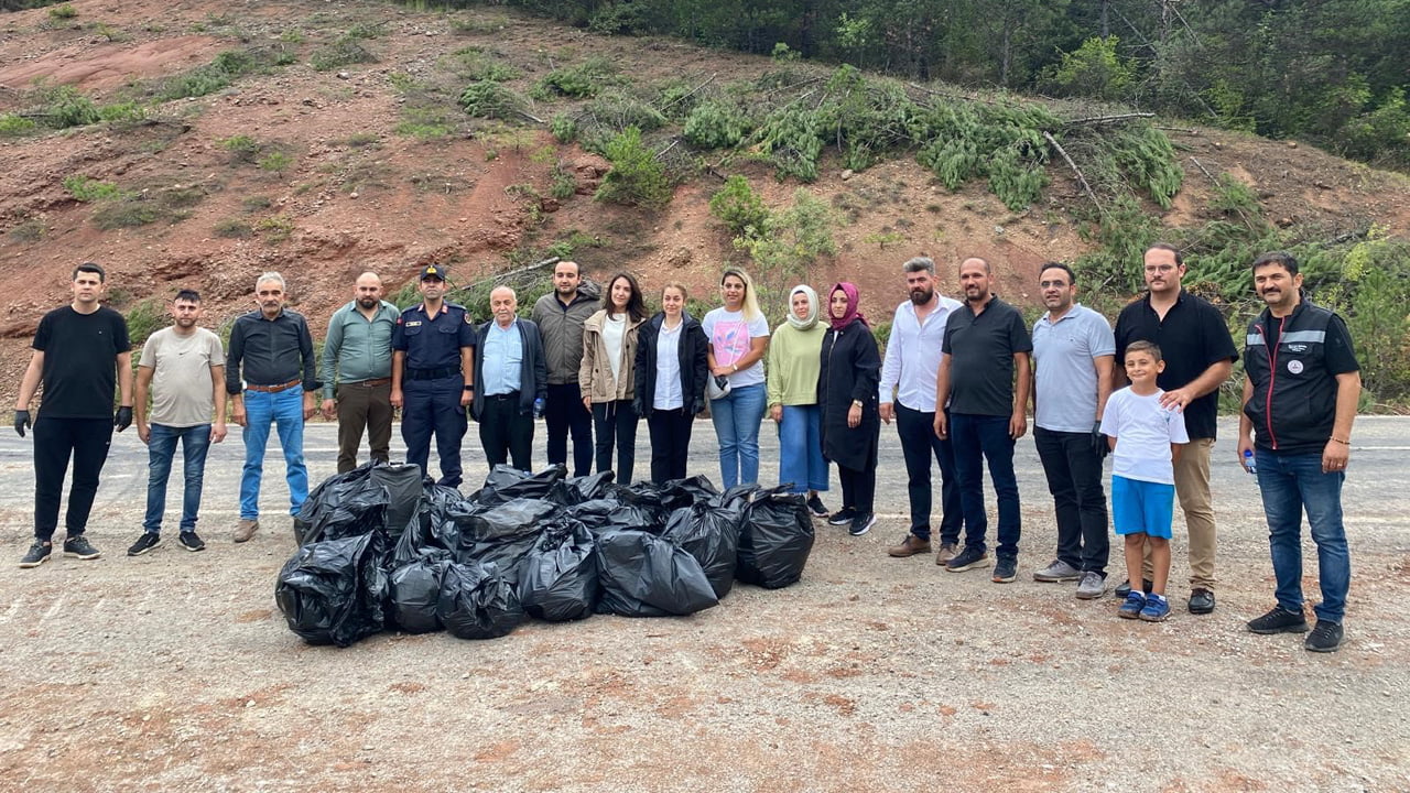 Karabük'ün Ovacık ilçesinde dernek üyeleri orman yangınının meydana geldiği alanda çevre temizliği yaptı.