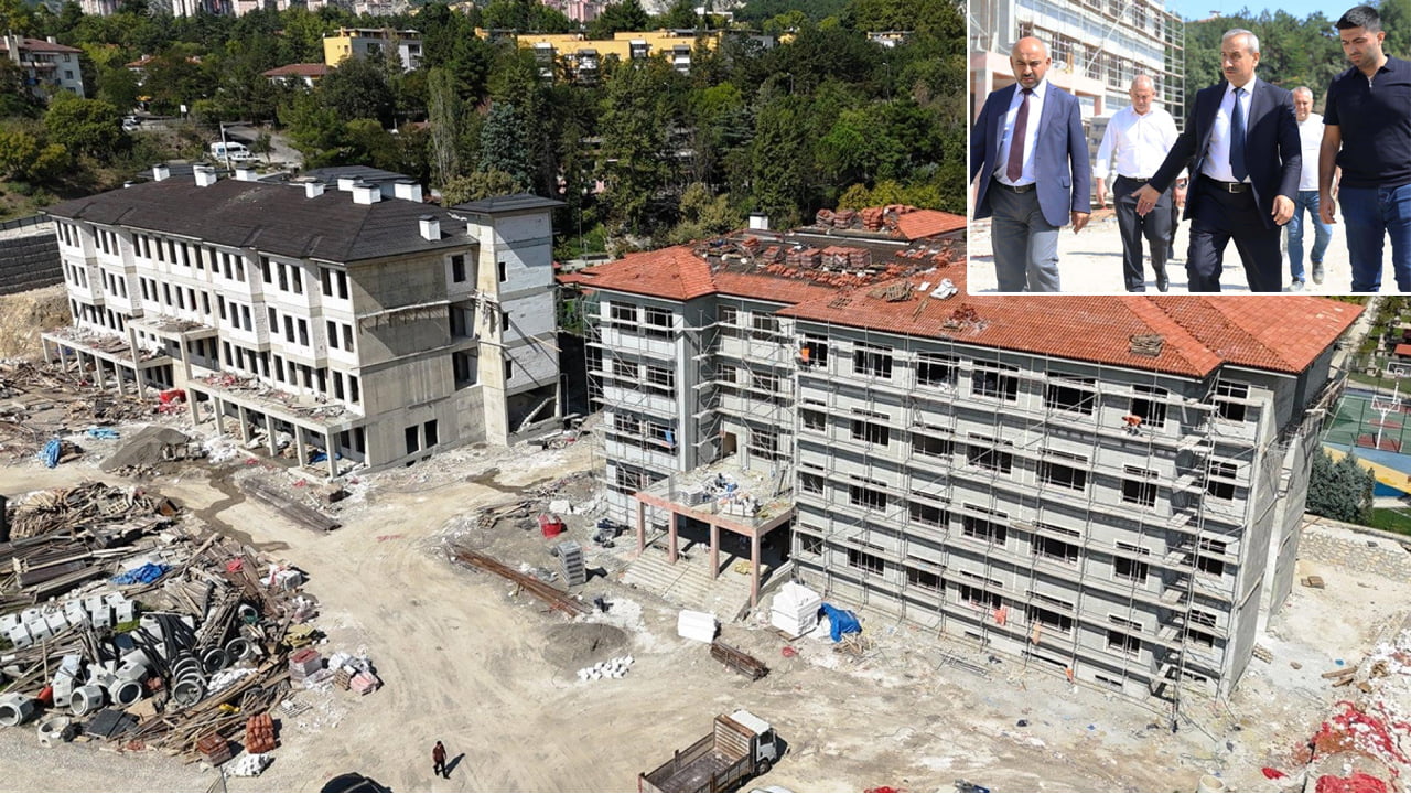 Karabük İl Milli Eğitim Müdürü Nevzat Akbaş, inşaatı devam eden 16 sınıflık Karabük Anadolu İmam Hatip Lisesi ve 100 öğrenci kapasiteli pansiyon binasında incelemelerde bulundu.