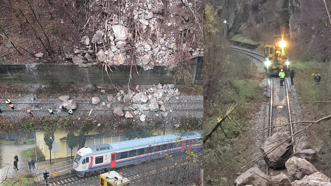 Karabük-Zonguldak seferini yapan trenin önüne dağdan kopan kayalar düştü. Facianın eşiğinden dönüldüğü olay sonrası demiryolu tamamen ulaşıma kapandı.