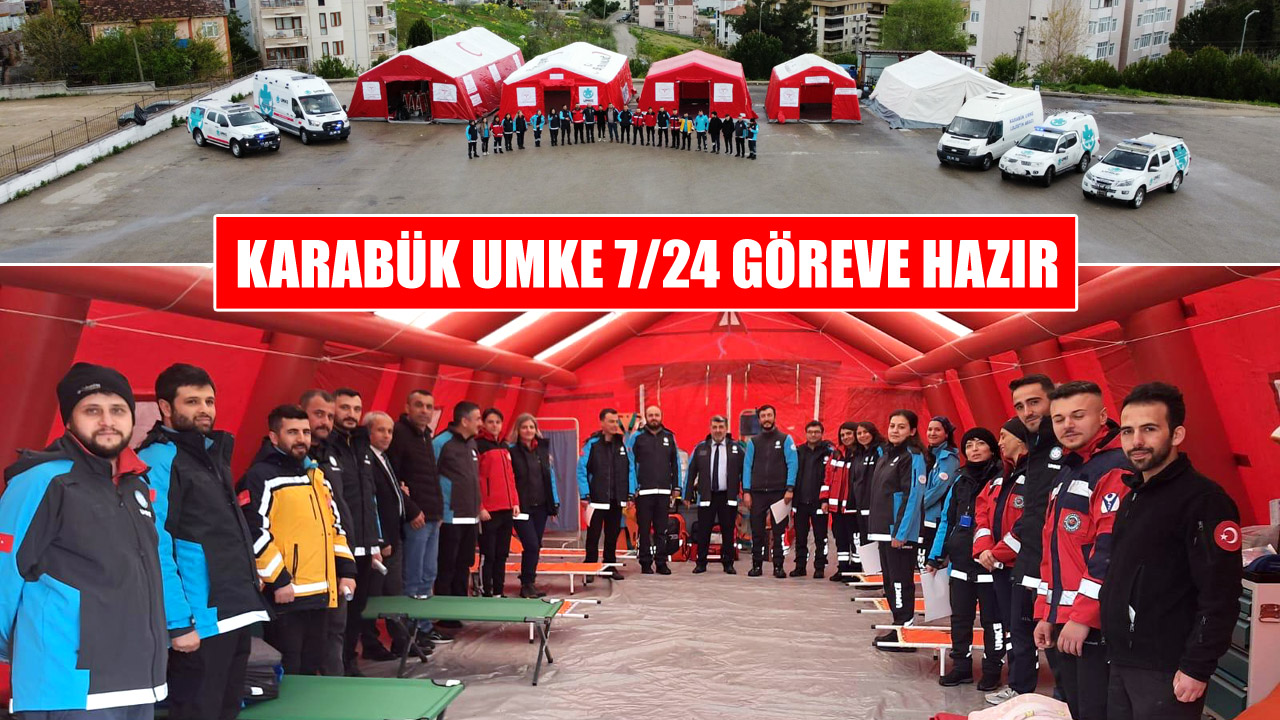 Karabük İl Sağlık Müdürlüğü'ne bağlı UMKE ekipleri, afetlere hazırlık çalışmaları çerçevesinde 2025 yılında envanterine kattığı 54 m²'lik şişme çadır ile birlikte toplamda 6 ünite ve 260 m² kapalı alana sahip bir sahra hastanesi oluşturdu.