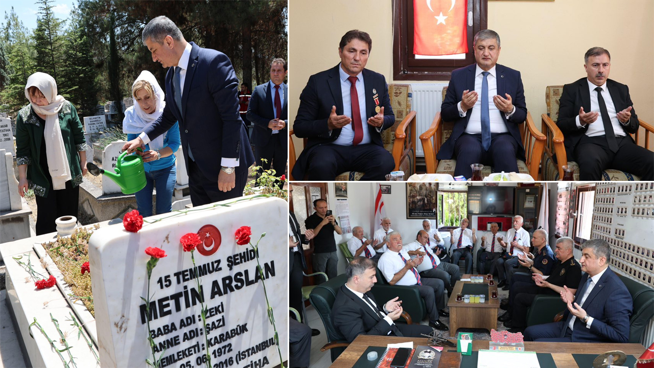 Karabük’te 15 Temmuz Demokrasi ve Millî Birlik Günü etkinlikleri kapsamında Vali Mustafa Yavuz ve beraberindeki heyet, Şehit Aileleri Sosyal Yardımlaşma ve Dayanışma Derneği ile Muharip Gaziler Derneği Karabük Şube Başkanlıklarını ziyaret etti. Heyet daha sonra, FETÖ’nün hain darbe girişimi sırasında İstanbul Büyükşehir Belediyesi önünde şehit olan Metin Arslan’ın Öğlebeli Mezarlığı’ndaki kabrini ziyaret etti