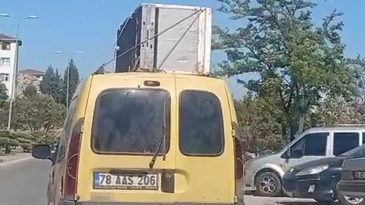 TAVANINDA BUZDOLABI TAŞIYAN ARACA 2 BİN 72 TL PARA CEZASI KESİLDİ