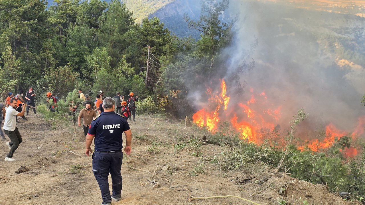 Karabük'te ormanlık alanda çıkan yangını söndürme çalışmaları devam ediyor.
