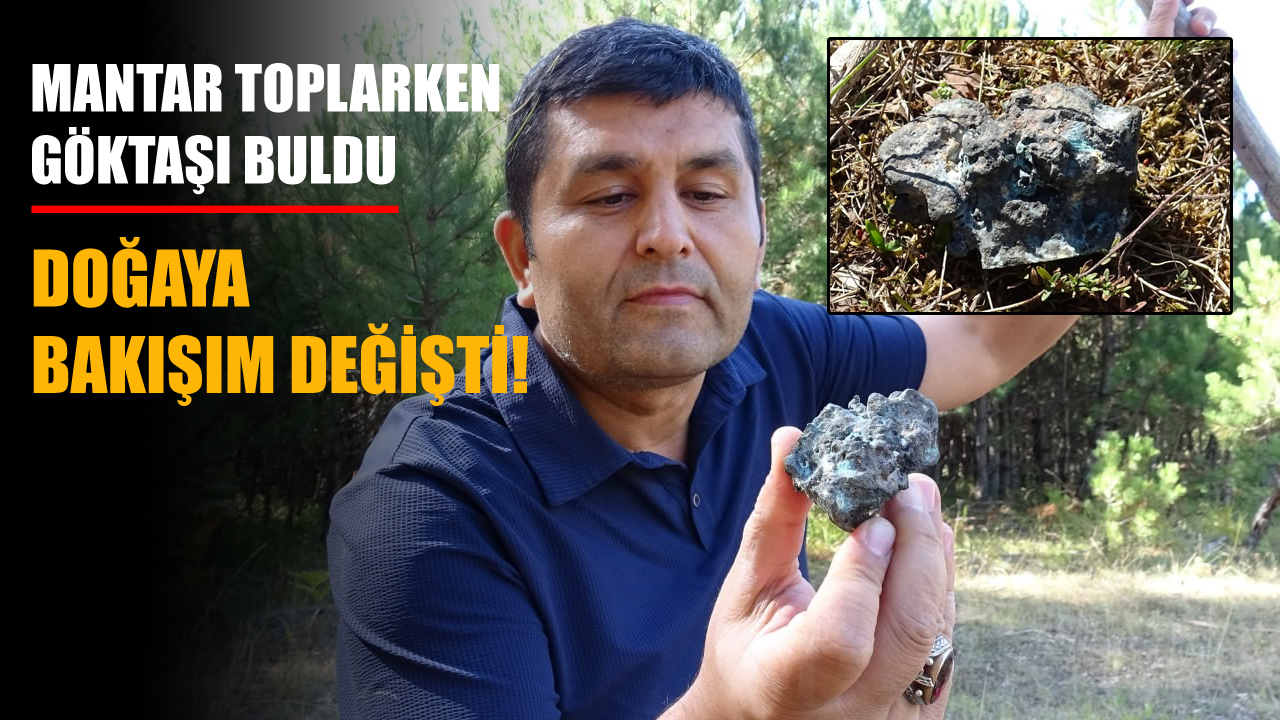 Karabük’ün Eskipazar ilçesinde mantar toplamak için ormana giden Şenol Diktepe, yerde bulduğu farklı yapıdaki taşın göktaşı olduğunu öğrenince büyük sevinç yaşadı.