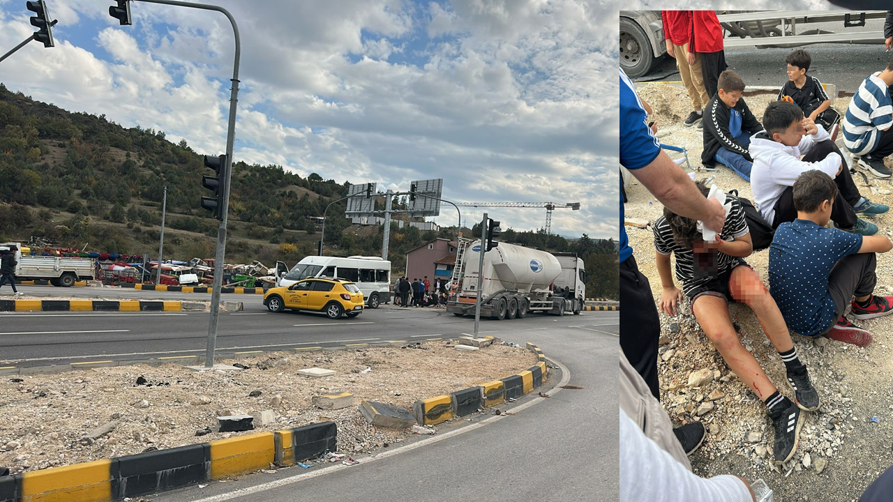 Karabük'te tır ile öğrenci taşıyan minibüsün çarpışması sonucu 9 öğrenci yaralandı.