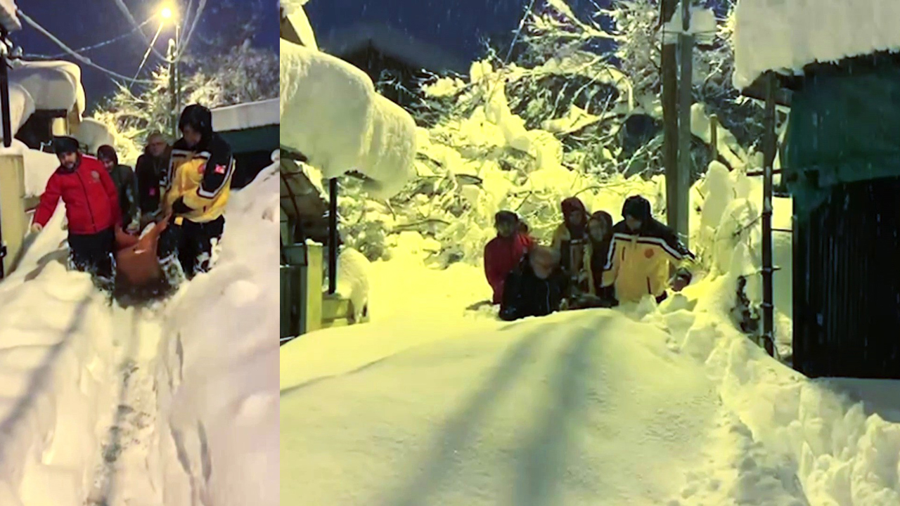 KARABÜK’TE 80 SANTİMETRE KARI AŞIP YAŞLI KADINI TAŞIDILAR