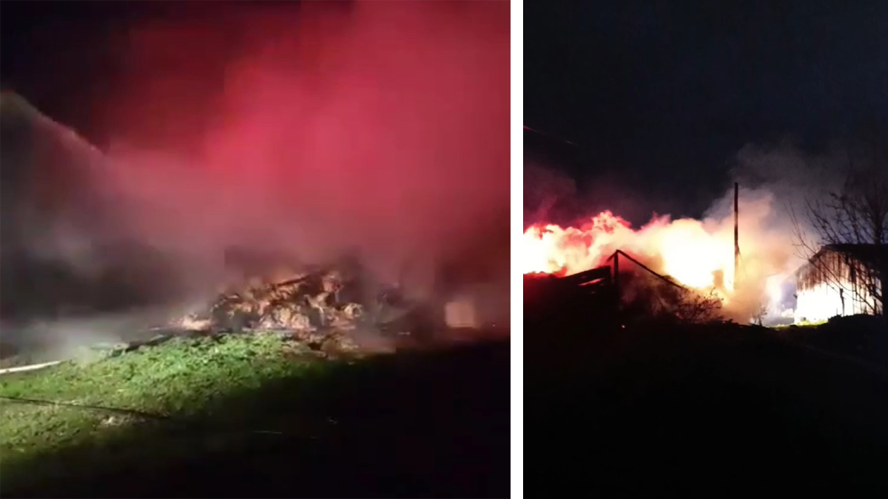 KARABÜK’TE SAMANLIK VE ODUNLUK YANGINDA KÜLE DÖNDÜ