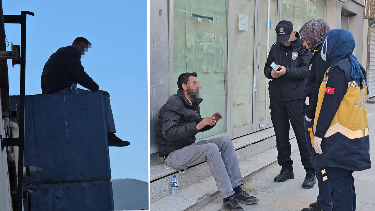 KAVALI ALINAN SOKAK SANATÇISI ÇATIYA ÇIKTI