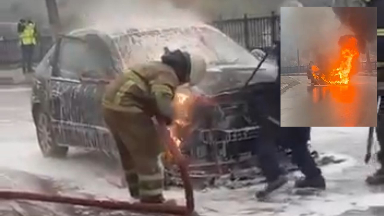 SEYİR HALİNDEKİ OTOMOBİL ALEV TOPUNA DÖNDÜ