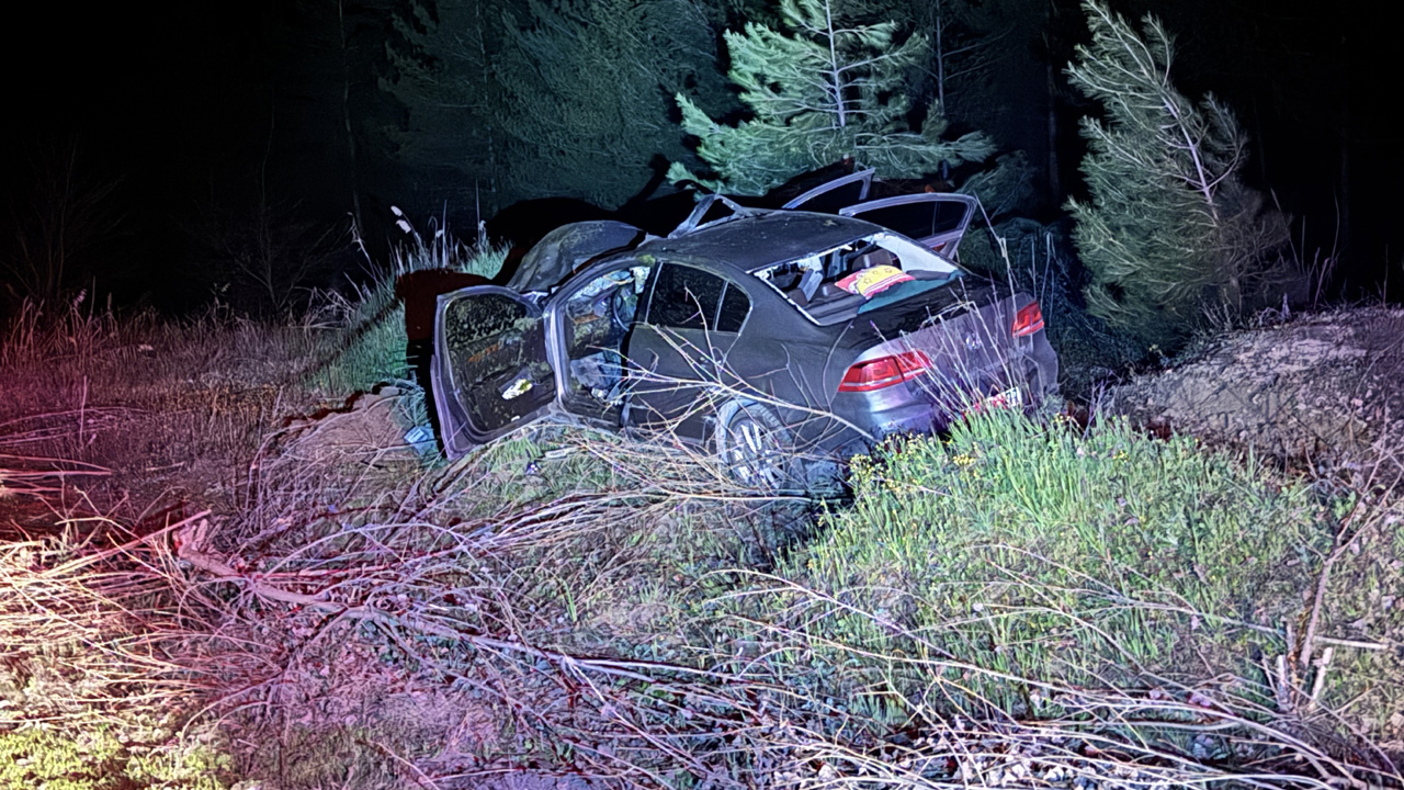 OTOMOBİL KARA YOLUNA ÇIKAN ATA ÇARPTI: 3 YARALI