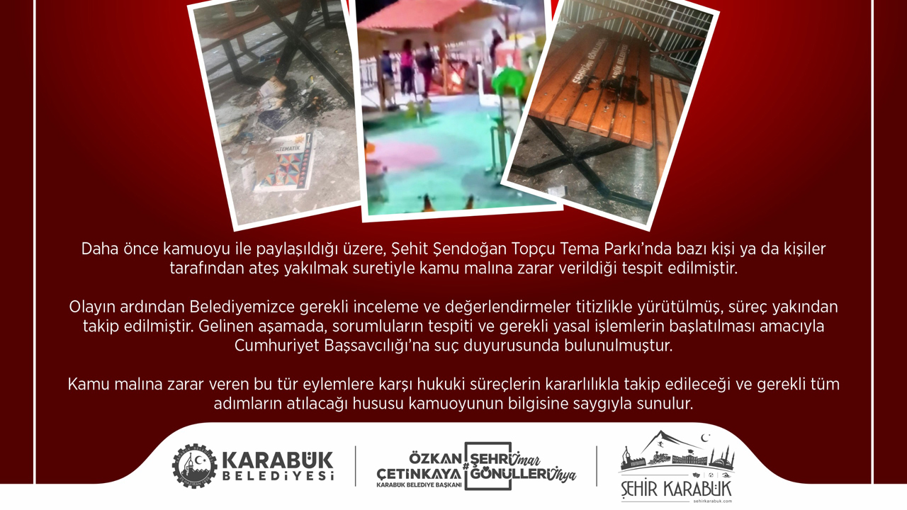 PARKI YAKANLAR HAKKINDA SUÇ DUYURUSUNDA BULUNULDU