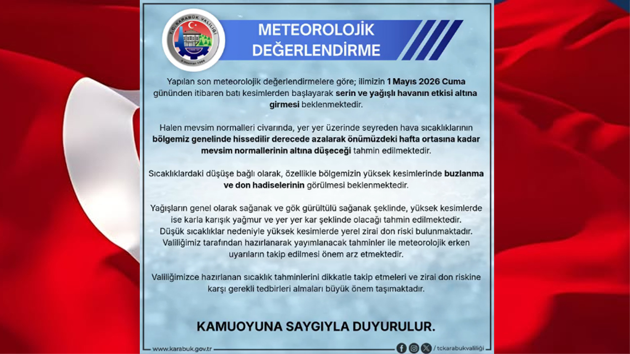 VALİLİKTEN ‘ZİRAİ DON’ VE ‘KAR’ UYARISI: SICAKLIKLAR DÜŞECEK