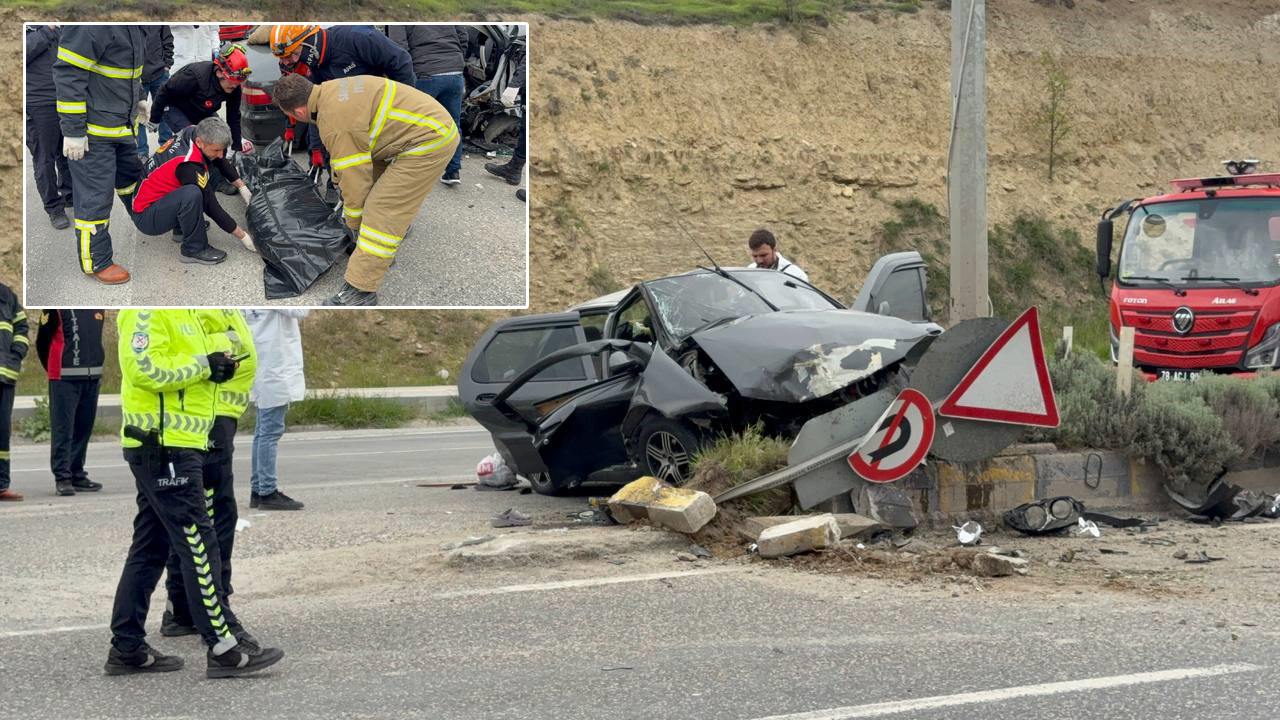 KONTROLDEN ÇIKAN OTOMOBİL DİREĞE ÇARPTI: 1 ÖLÜ, 3 YARALI